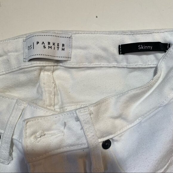 Parker Smith White Twisted Seam Striped Skinny Jeans - Picture 6 of 9